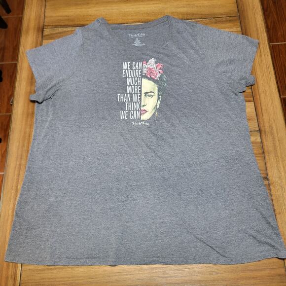 Frida Kahlo Dark Grey Tee "We Can Endure..." - Size 4 - Picture 1 of 5